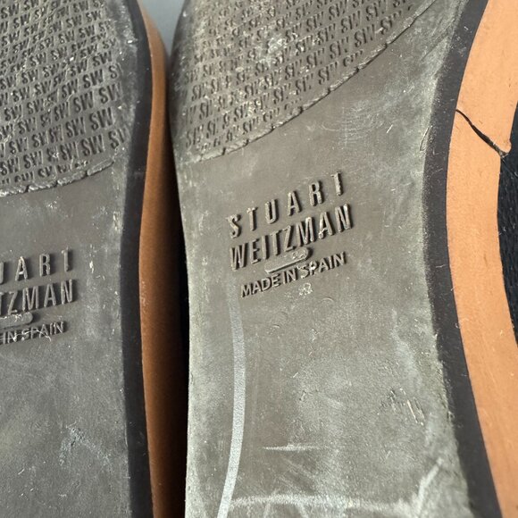 Stuart Weitzman Women's Black Slingback Leather Platform Wedge Sandals, Size 6.5 - Picture 9 of 12